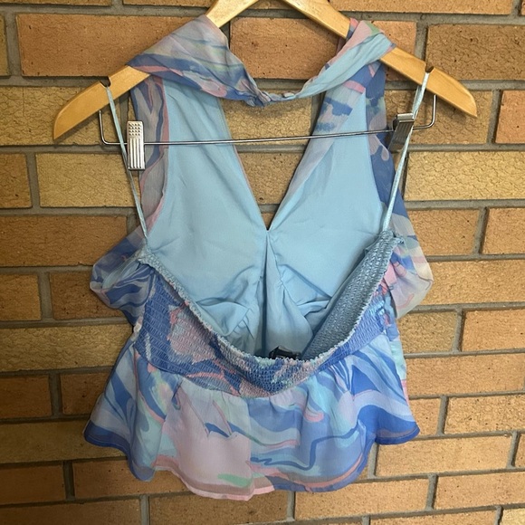 French Connection Dalla Verona Smocked Halter Top Pastel Women’s Size 10 NWOT - Picture 5 of 8